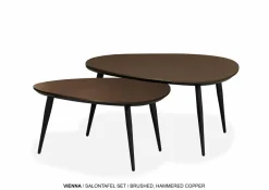 WoonMax Salontafel Vienna set van 2 L - lamulux geborsteld gehamerd koper