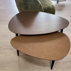 WoonMax Salontafel Vienna set van 2 L - lamulux geborsteld gehamerd koper