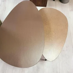 WoonMax Salontafel Vienna set van 2 L - lamulux geborsteld gehamerd koper