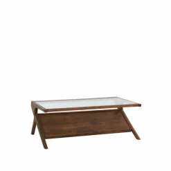 WoonMax Salontafel 112x70x41 cm YUKI acacia hout donker bruin+glas