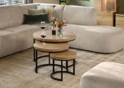WoonMax Set van 3 salontafels Hugo met stalen onderstel