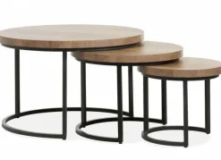 WoonMax Set van 3 salontafels Hugo met stalen onderstel