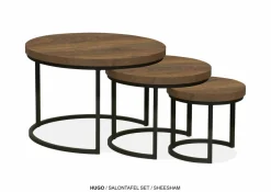 WoonMax Set van 3 salontafels Hugo met stalen onderstel