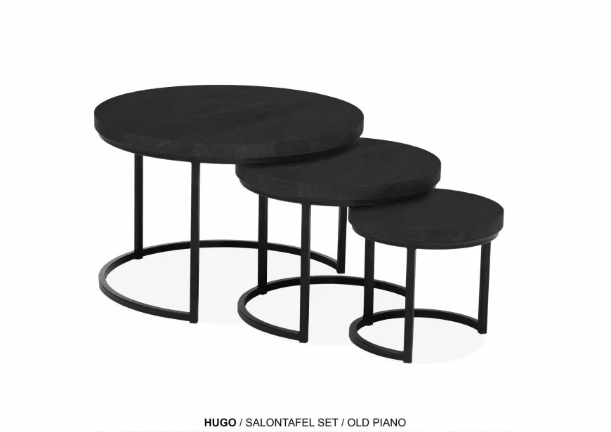 WoonMax Set van 3 salontafels Hugo met stalen onderstel