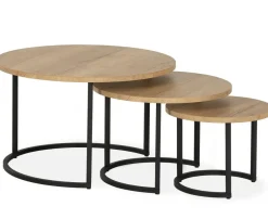 WoonMax Set van 3 salontafels Bolton met stalen onderstel