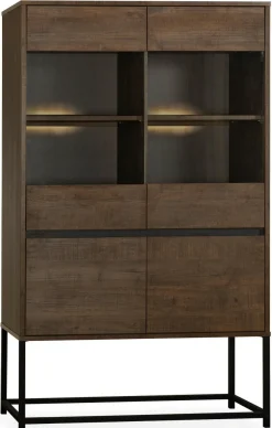 WoonMax Showroommodel - Milltown Vitrinekast met 2 glazen deuren - 116 cm - incl led