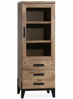 WoonMax Union vitrinekast 1 deur/3 laden lamulux mango