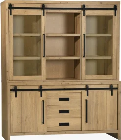 WoonMax Vitrinekast Cottage Natur 180 cm