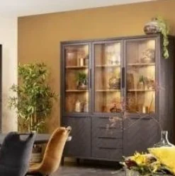 WoonMax Vitrinekast Gamma Old Piano - 3 glazen deuren