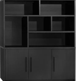 WoonMax Wandkast Broadway 3 deurs - Noir inclusief verlichting