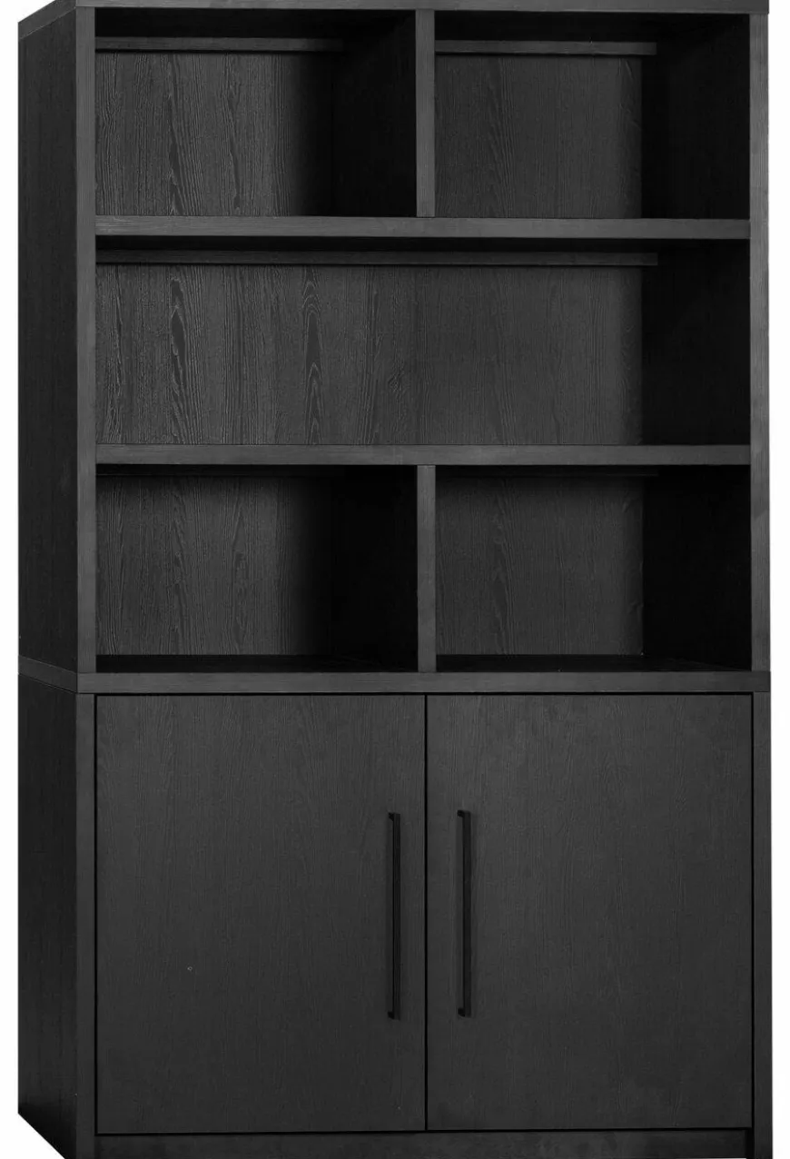WoonMax Wandkast Broadway 2 deurs - Noir inclusief verlichting