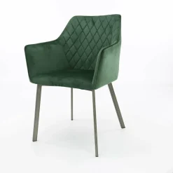 WoonStijl Armstoel diamond stitch - Antraciet en Groen Velvet