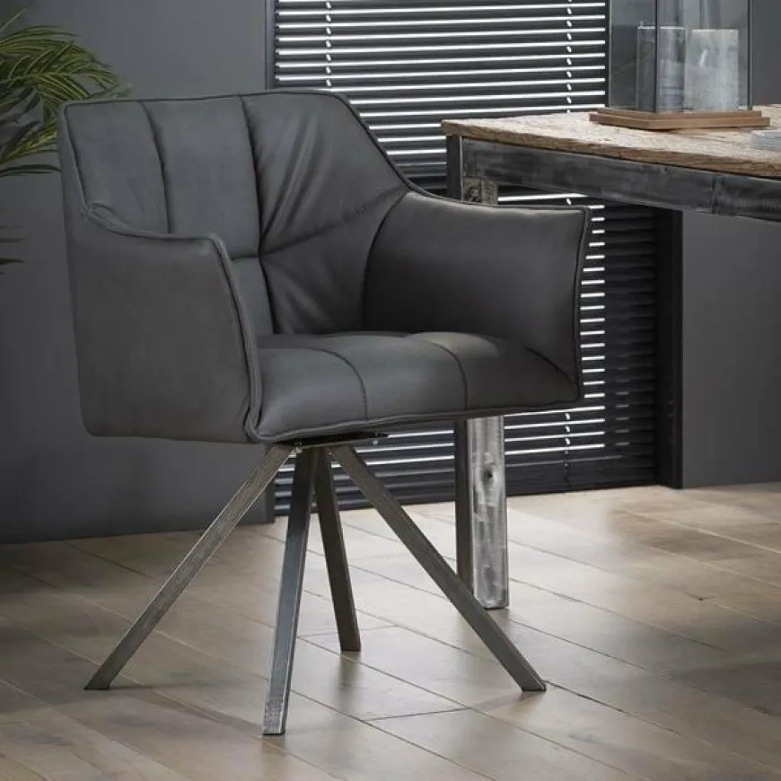 WoonStijl Armstoel grid draaibaar RVS Buffelo zwart