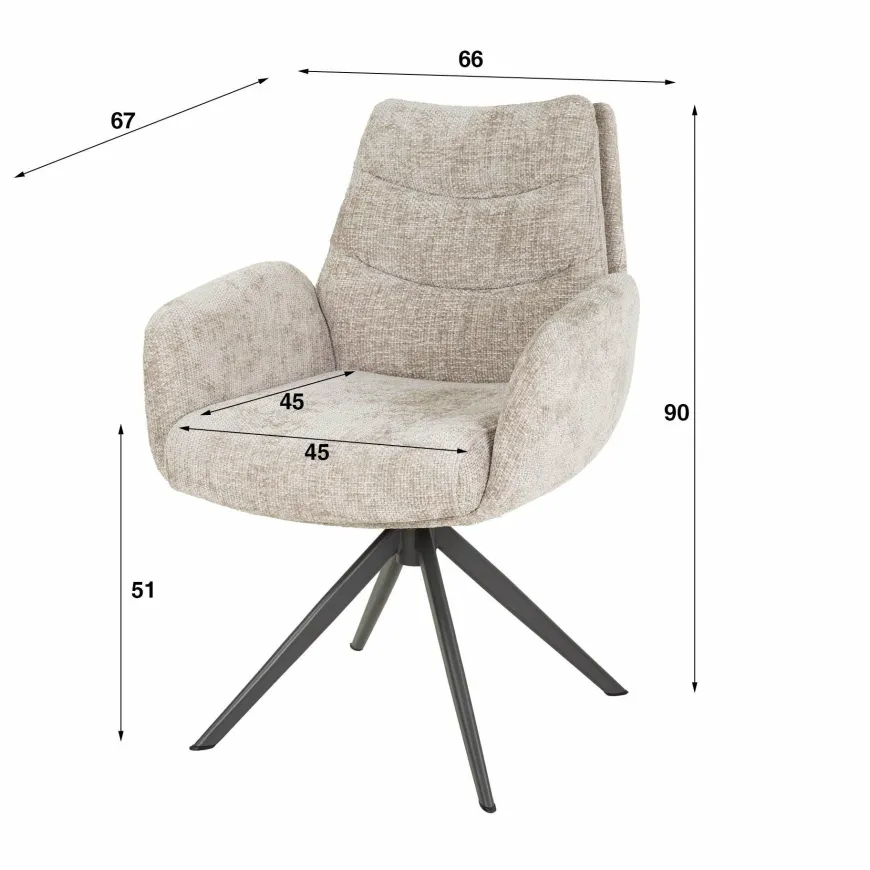 WoonStijl Armstoel lounge Rich taupe
