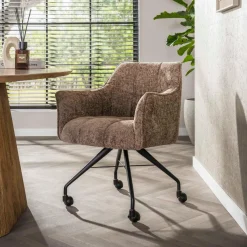 WoonStijl Armstoel Raster wieltjes Hoven champagne