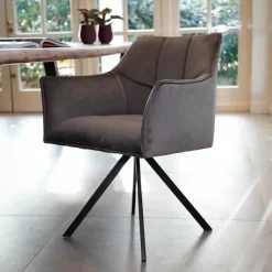 WoonStijl Armstoel raster draaibaar velvet antraciet