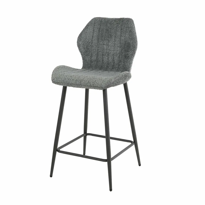 WoonStijl Barstoel boucle lendesteun grijs