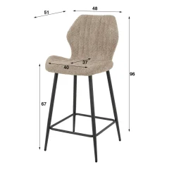 WoonStijl Barstoel boucle lendesteun grijs