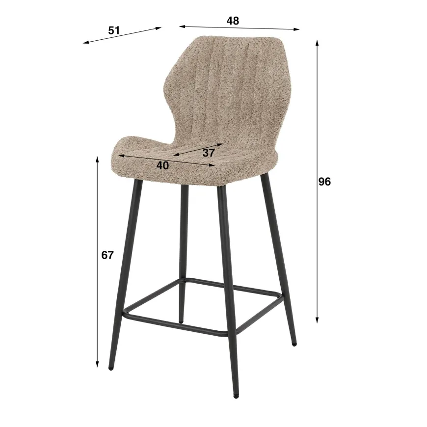 WoonStijl Barstoel boucle lendesteun grijs
