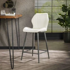 WoonStijl Barstoel boucle lendesteun wit