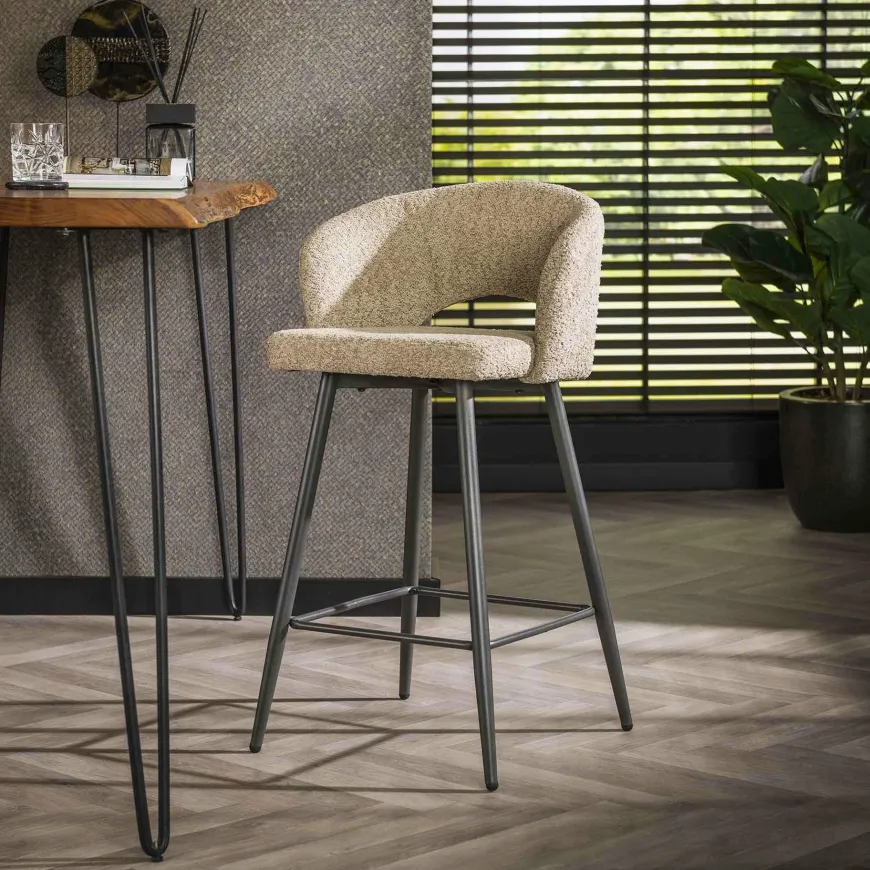 WoonStijl Barstoel boucle salon boucle zandkleur