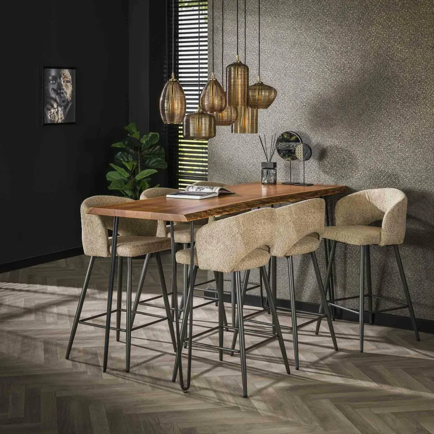 WoonStijl Barstoel boucle salon boucle zandkleur