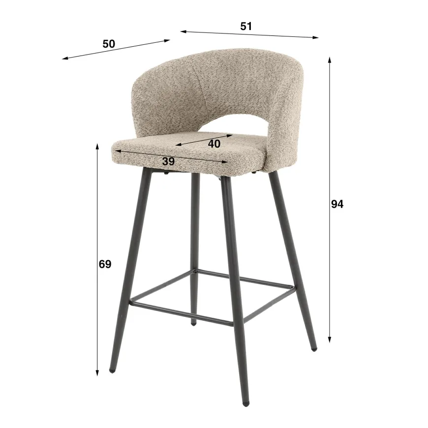 WoonStijl Barstoel boucle salon boucle zandkleur