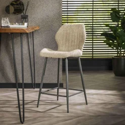 WoonStijl Barstoel boucle lendesteun zand