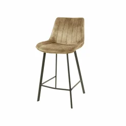 WoonStijl Barstoel brede zit velvet champagne