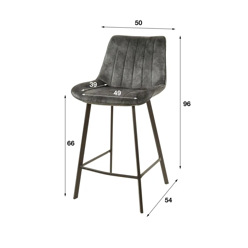 WoonStijl Barstoel brede zit velvet champagne