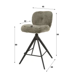 WoonStijl Barstoel Comfort draaibaar Boucle Zand