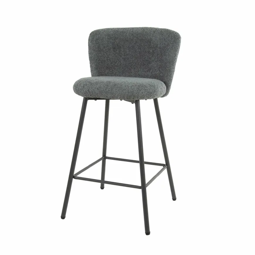 WoonStijl Barstoel Curve Boucle grijs