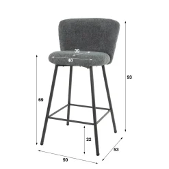 WoonStijl Barstoel Curve Boucle grijs