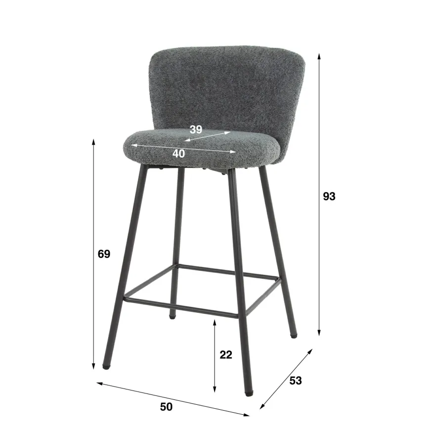 WoonStijl Barstoel Curve Boucle grijs