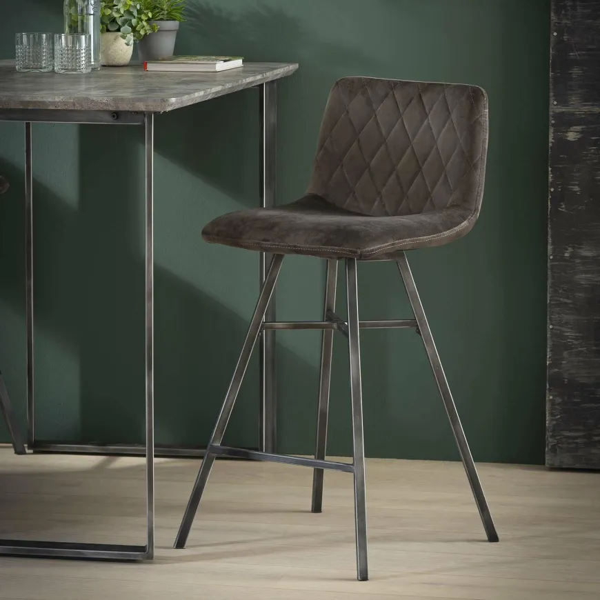 WoonStijl Barstoel diamond platte buis VPE4 / Antraciet velours