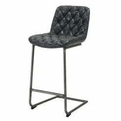 WoonStijl Barstoel grid sledepoot Wax PU zwart