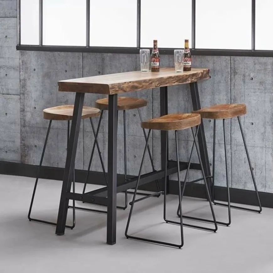 WoonStijl Barstoel houten zitting acacia