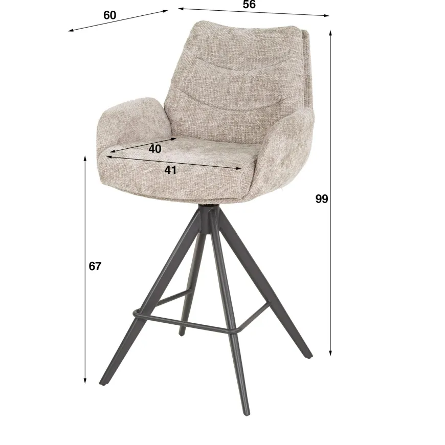 WoonStijl Barstoel lounge Rich zand