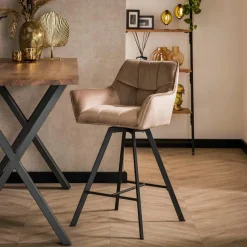 WoonStijl Barstoel Raster draaibaar Champagne velvet