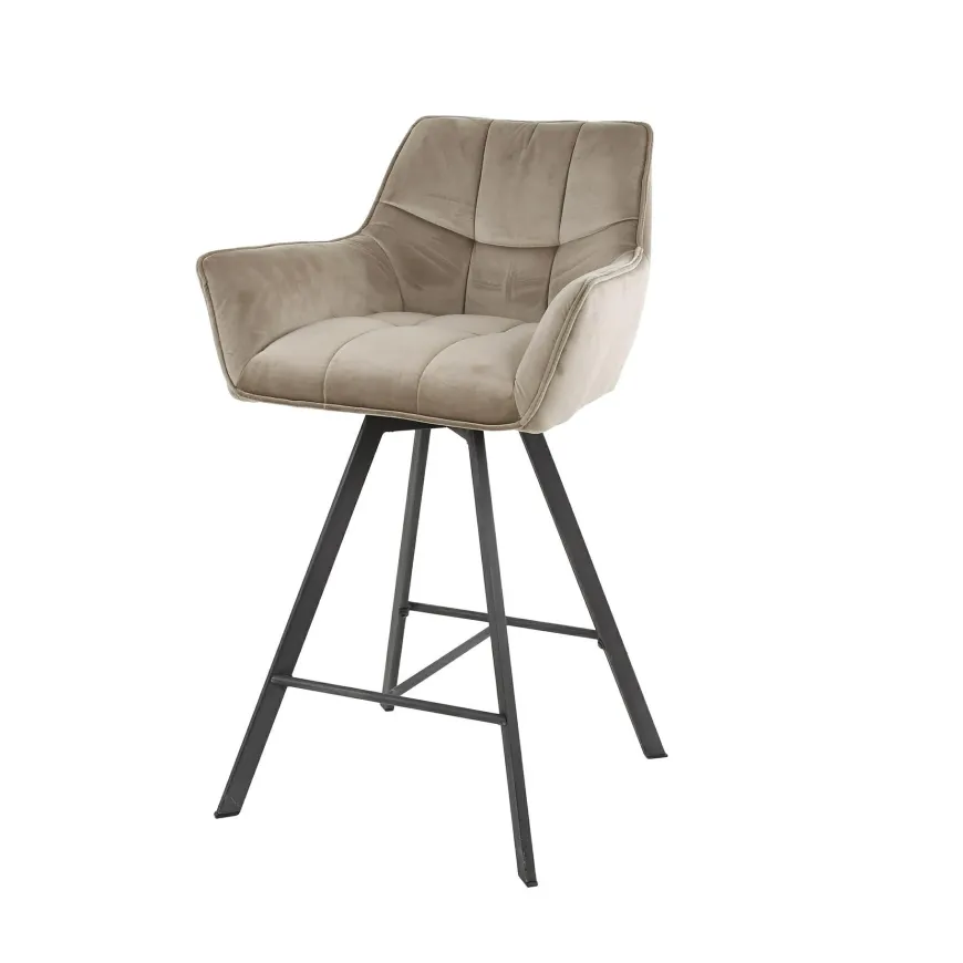 WoonStijl Barstoel Raster draaibaar Champagne velvet