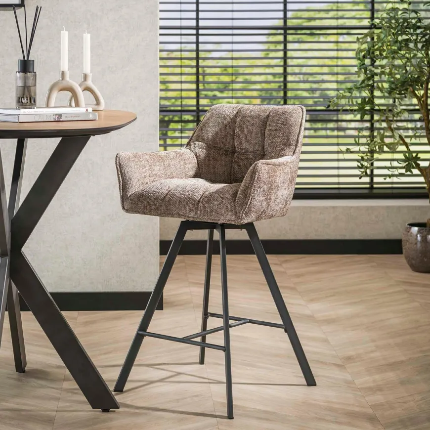 WoonStijl Barstoel raster draaibaar Rich Champagne