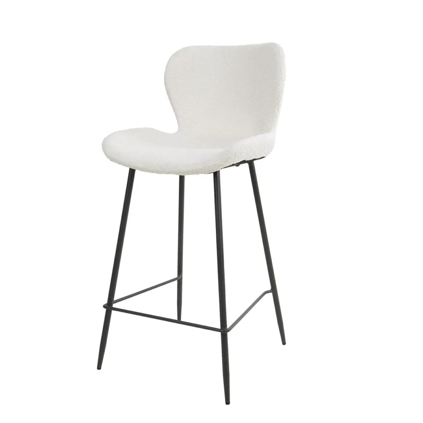 WoonStijl Barstoel ronde buis Boucle wit