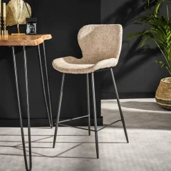 WoonStijl Barstoel ronde buis Boucle zand