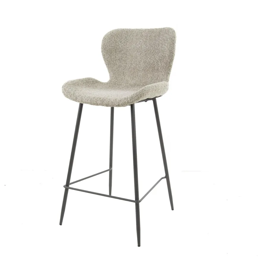 WoonStijl Barstoel ronde buis Boucle zand