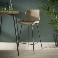 WoonStijl Barstoel velvet ronde buis Champagne velvet