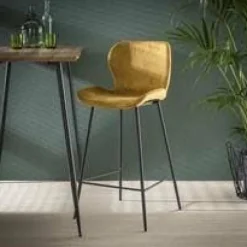 WoonStijl Barstoel velvet ronde buis Goud velvet