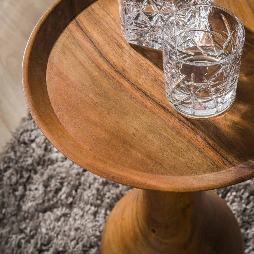 WoonStijl Bijzettafel Acacia massieve voet druppel