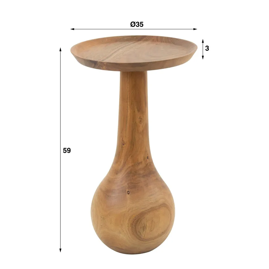 WoonStijl Bijzettafel Acacia massieve voet druppel