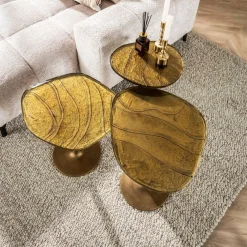 WoonStijl Bijzettafel L Eclipse goud antiek finish