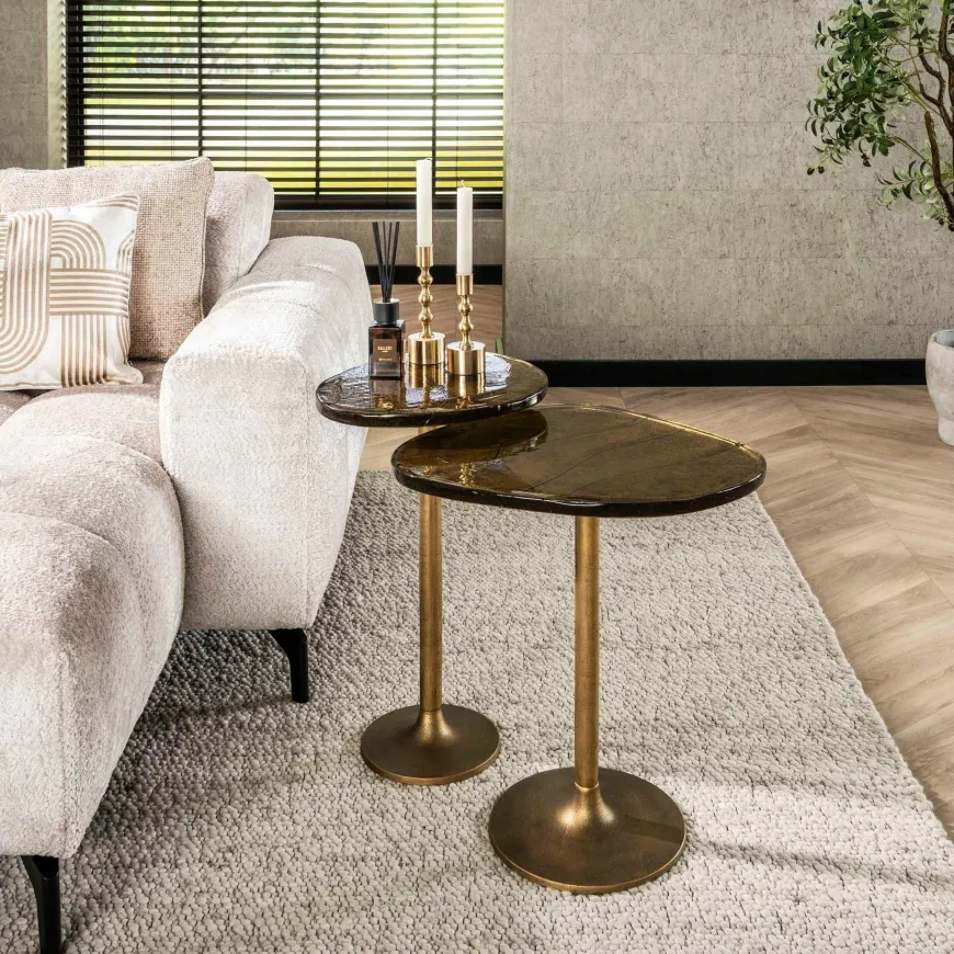 WoonStijl Bijzettafel L Eclipse goud antiek finish